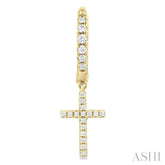 1/3 Ctw Petite Cross Round Cut Diamond Fashion Huggies in 10K Yellow Gold